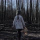 Little girl with teddy bear in burnt forest - VideoHive Item for Sale