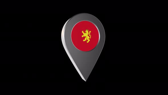 3d Animation Map Navigation Pointer With Flag Of Zaragoza (Spain) With Alpha Channel - 4K