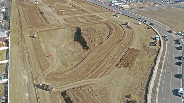 Drone hyperlapse in 4k of construction earthworks,  this clip is loopable.