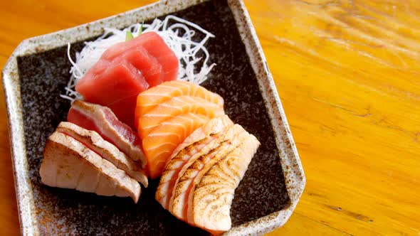 Sushi served in a tray