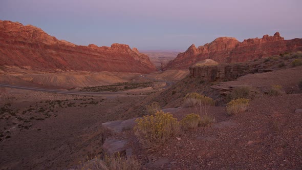 Panning view over Utah desert in the San Rafael Swell