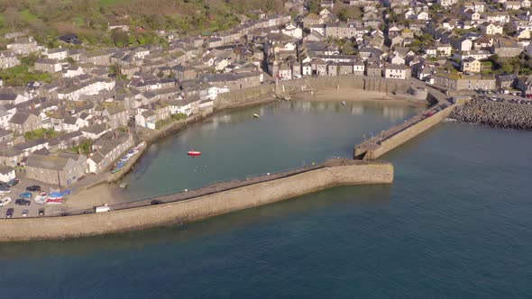 Mousehole Village and Port in Cornwall UK Aerial