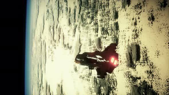 Big Spaceship on the Earth Orbit. Elements Furnished By Nasa alt