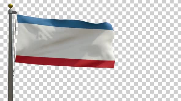 Crimea Flag on Flagpole with Alpha Channel - 4K