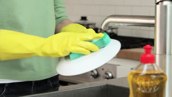 Woman washing up