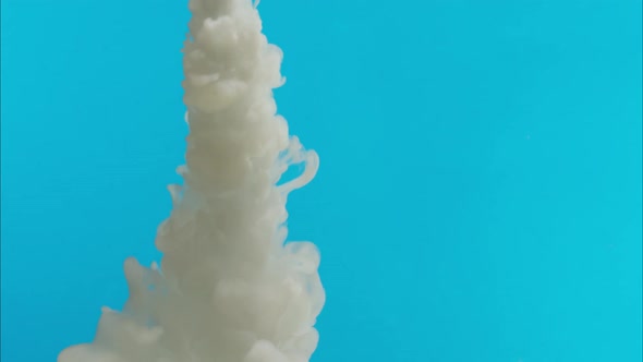 White Jet of Vapor Steam Underwater on Blue Background Smoke Fog White Smoke Cloud