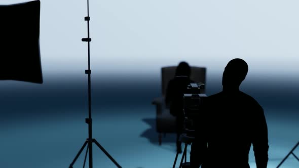 Woman Presenting on Sofa in Studio