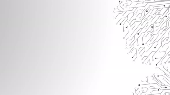 Clean White Circuit Board with moving electrons Data Flow, Artificial Intelligence. alt