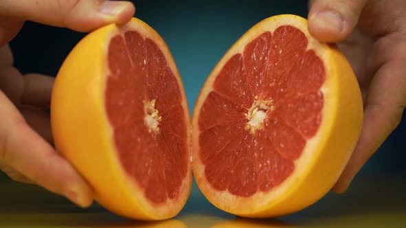 Pink Grapefruit Cut in Half