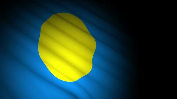 Palau Flag Blowing in Wind