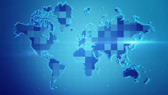 Futuristic Technology Digital World Map Background