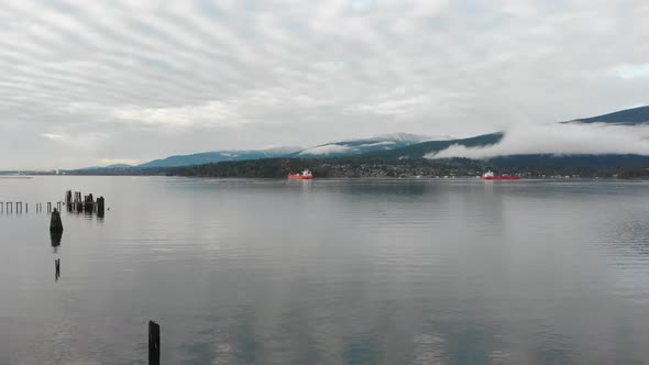 Various drone shots around Barnet Marine Park in Burnaby, British Columbia, Canada. Beautiful lush g