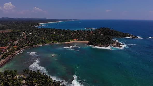 Beach aerial footage of dickwella srilanka