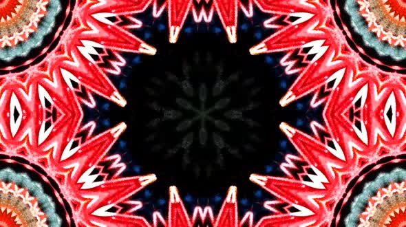 Bright abstract light governing full color, kaleidoscope, black background