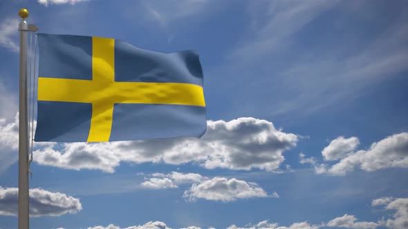 Sweden Flag on a Pole
