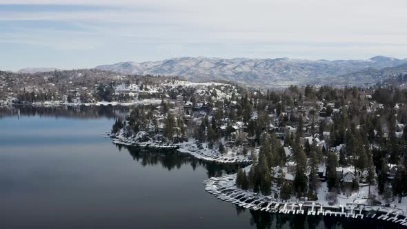 Aerial view of Lake California in wintertime, United States of America.