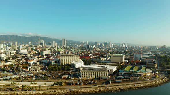 Modern City of Cebu with Skyscrapers and Buildings, Philippines