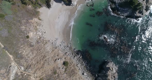 Aerial view of Water Fall McWay Falls Julia Pfeiffer Burns Park Big Sur California