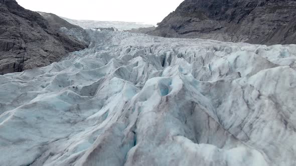 Aerial view of Nigardsbreen (arm of Jostedalsbreen glacier) in Norway