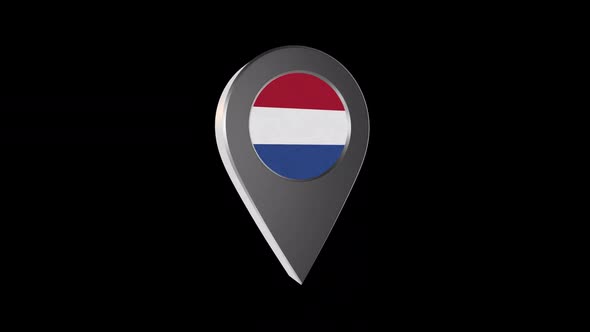 3d Animation Map Pointer With Netherlands With Alpha Channel - 2K