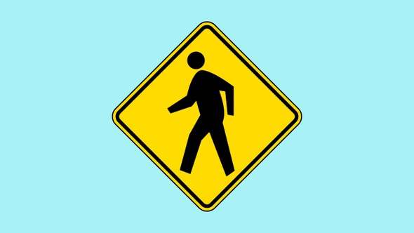 Pedestrian Crossing Sign Animation, Yellow Road Symbol