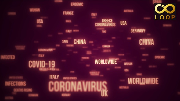 Covid 19 Countries 3D Text Purple