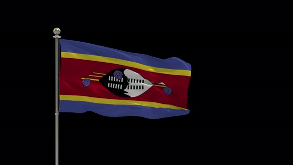 Swaziland Flag Pole Looping  Animation Include Alpha Channel