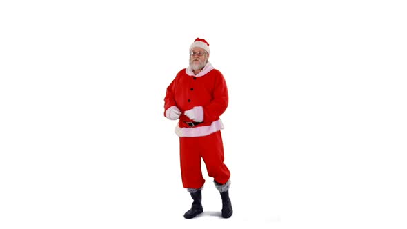 Santa claus dancing against white background