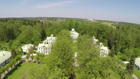 Aerial view of estate in Tsaritsyno museum and reserve, Moscow