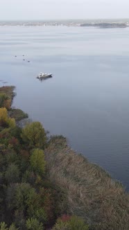 Vertical Video Aerial View of the Dnipro River  the Main River of Ukraine