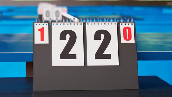 Scoreboard while playing a table tennis match at the sports club. Scorekeeper.