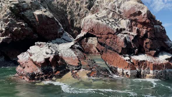 View from Boat of Birds on Rocks in Ballestas Islands, Peru