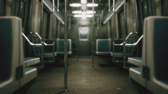 Inside of the Old Non-modernized Subway Car in USA alt