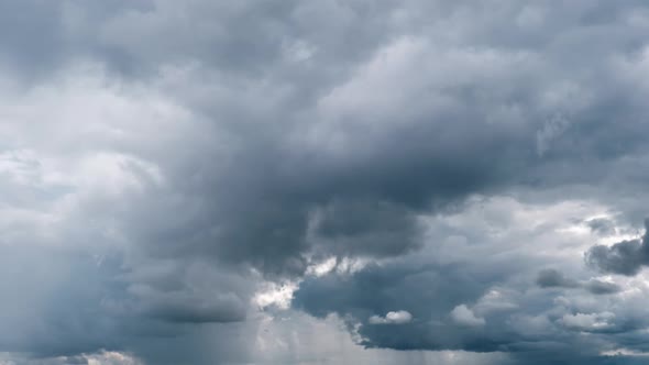 Timelapse of Gray Cumulus Clouds Moves in Blue Dramatic Sky Cirrus Cloud Space