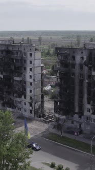 Vertical Video of a House Destroyed By the War in Ukraine