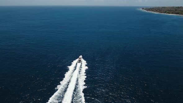 Motorboat on the Sea, Aerial View. Bali, Indonesia