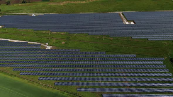 High Angle View on the Field and Nature Around a Solar Power Station, 