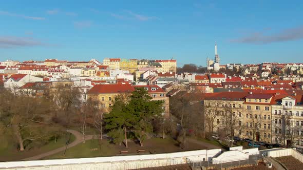 fly over grebovka house from back drone