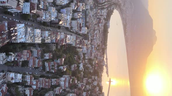 Vertical Video Alanya Turkey  a Resort Town on the Seashore