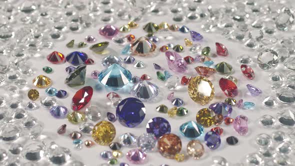 Various Colored Diamonds Revolving