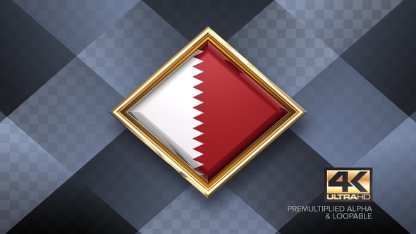 Bahrein Flag Rotating Badge 4K Looping with Transparent Background
