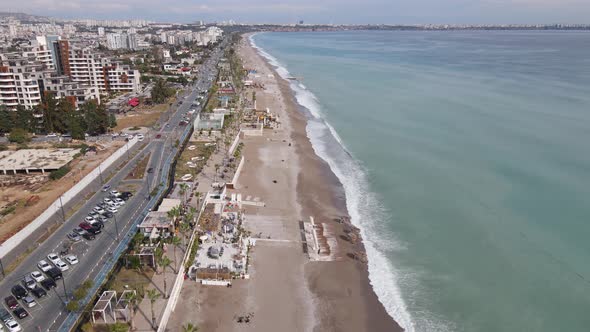 Aerial View Antalya Turkey  Resort Town Seashore