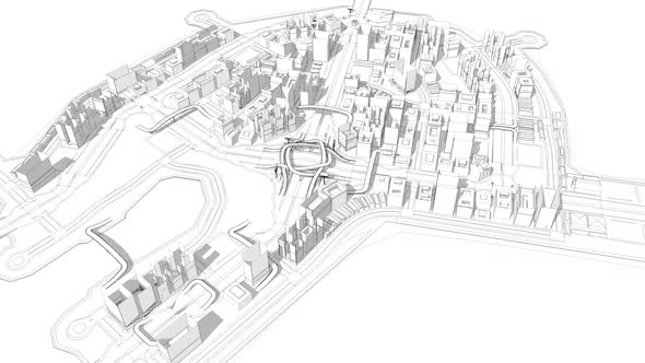 3D Architecture City Sketch