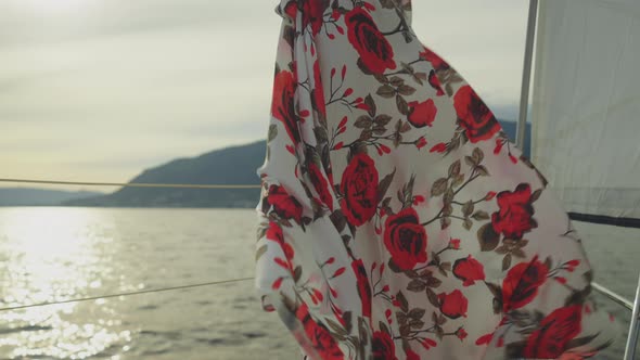 Dress with big red flower pattern