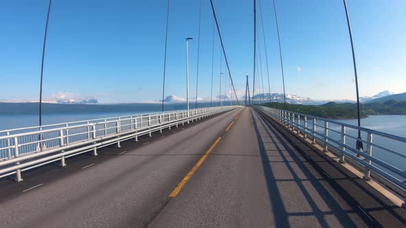 Driving a Car on a Road in Norway