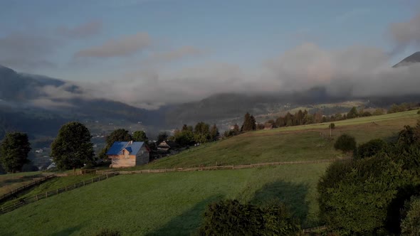 Village Landscape on a Misty Morning