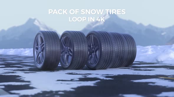 Car Tires Drive On A Snowy Road