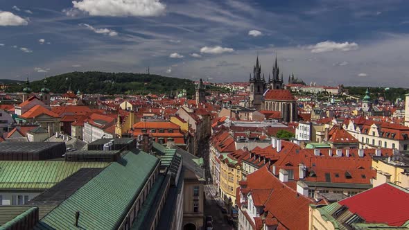 View From the Height Powder Tower in Prague Timelapse