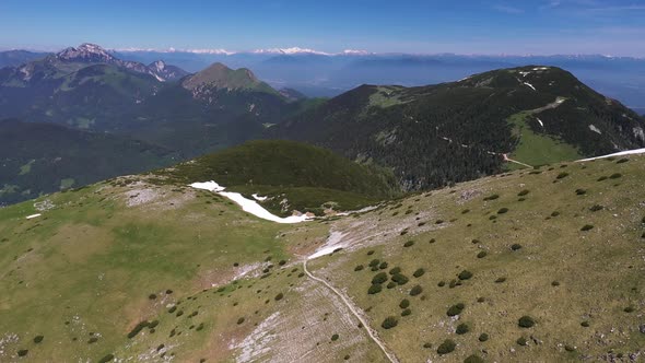 Mountains and hills on a summer day