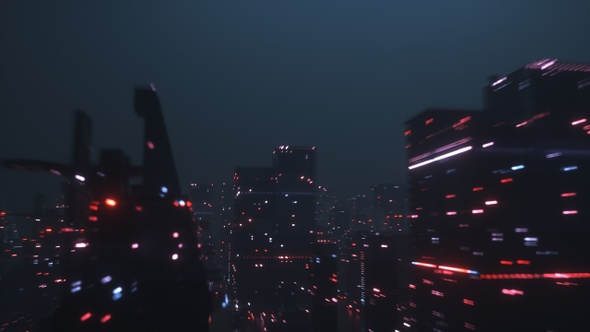 Sci-Fi Cyber Punk City Digital Background Loop